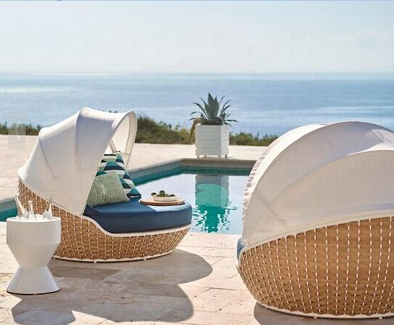 Cheap wicker outdoor daybed with canopy furniture