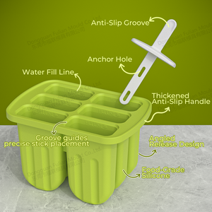 Moules à sucettes glacées 6 cavités en silicone sans BPA, moules à glaces maison en silicone - Product Image 4