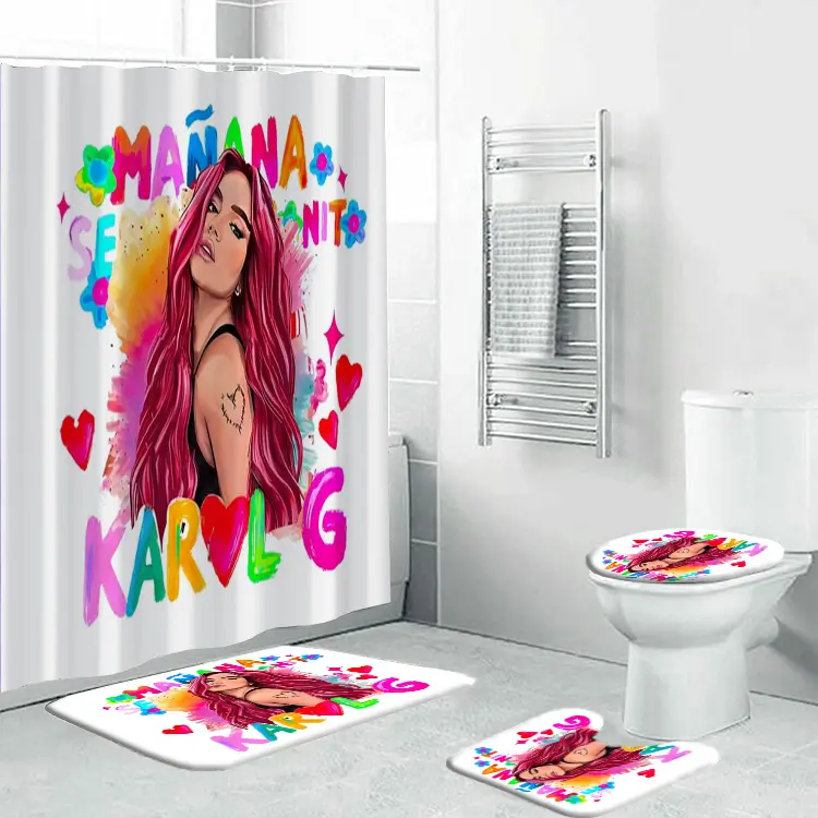 karol g Bathroom sets with shower curtain and rugs manana sera bonito bathroom sets shower curtain set 4 pcs