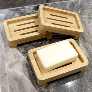 Moderno bagno di bambù portasapone auto drenante in legno Bar porta sapone per doccia quadrato antiscivolo vassoi per bagno uso cucina - Product Image 4