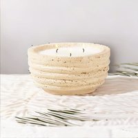 Bougie personnalisée multi-mèches en ciment imitation travertin, écologique, style bohème, en forme de vague, pour décoration intérieure DIY