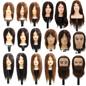 Mannequin de Cheveux Naturels pour Formation, <span class=keywords><strong>Coiffure</strong></span>, Visage de Barbier, Cheveux Humains - Product Image 6