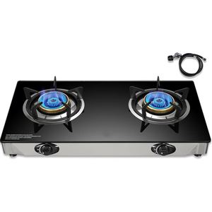 <b>Stove</b> Black Home Cooking Safe Propane Gas Cooktop 2 Burners Kitchen Gas Burner - Product Image 1