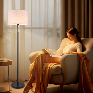 Hiện đại sang trọng Đèn sàn cho phòng khách trang trí nội thất đứng cao đèn với vải Chụp đèn 12 Wát 3 màu LED chiếu sáng trong nhà - Product Image 3