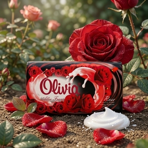 Rose Scented Moisturizing Bar <b>Soap</b> with Glycerin Lanolin Vitamins A and E for Hand and Body Care 90 g Olivia - Product Image 2