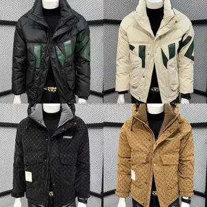 Waterproof Short Trendy Brand Thickened Down Jacket Duck Down Fluffy Warm Standing Collar Loose Men's 90 White Casual Polyester