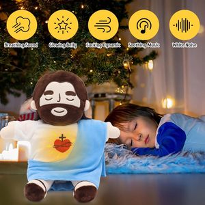 Peluche Jésus respirante avec lumières et chansons, poupée en peluche Cœur de Jésus, cadeau religieux pour enfants pour l'école <span class=keywords><strong>du</strong></span> dimanche et Thanksgiving - Product Image 3