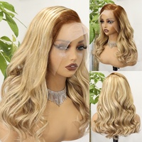Densité 300% Ombre # Perruques de cheveux humains blondes 613, ondulées, 20 pouces, avec dentelle frontale HD transparente 13x4, cheveux Remy pour femmes
