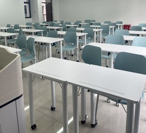 Classrom universitaire double table cadre en acier livre panier mobile <span class=keywords><strong>gratuit</strong></span> combiné rond groupe chat pliable 1.2m 1.4m longue table - Product Image 6