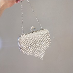 Bolso de mano de noche para mujer, de diseñador, para fiesta, boda, con pedrería y borlas - Product Image 3