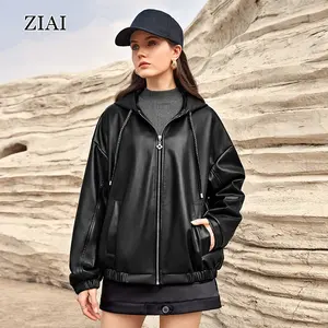 Maillard di moda di lusso 2024 autunno cappotto in pelle Casual da esterno con cappuccio giacca di pelle da donna giacche invernali