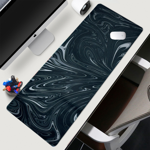 OEM Dark Green Fluid Wave Design Anime Abstract Ink Lines Large Gaming Mouse Pad Rubber Keyboard Mouse Mat