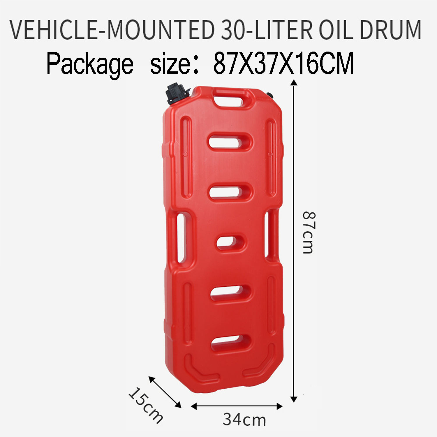 Bidon d'huile rouge de 30 litres monté sur voiture