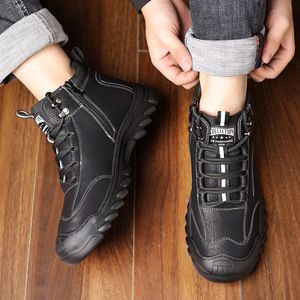Botas de Nieve para Hombre, Invierno, Altura al Tobillo, Cuero Dividido, Forro de Felpa, Suela de Goma Antideslizante, Cálidas, Punta Redonda, Entresuela de EVA - Product Image 3
