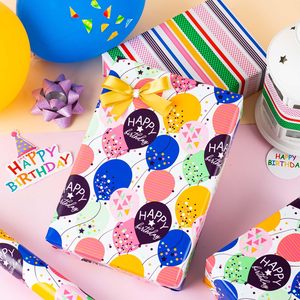Papel de Regalo para Globos de Cumpleaños, Papel de Arte Revestido de Doble Cara para Envolver Regalos y Manualidades - Product Image 1