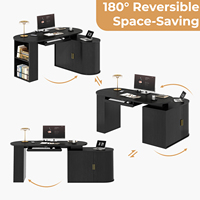 Mesa de Computadora Funcional y Versátil Oem Odm con Estantería de Dos Niveles y Unidad Lateral Adicional para Dormitorio de Estudiantes Universitarios