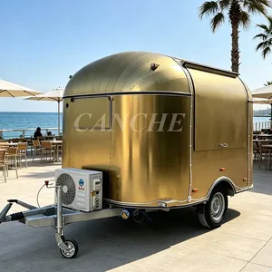 รถขายอาหารเคลื่อนที่สแตนเลสแบบกำหนดเองพร้อมครัว ยี่ห้อ EU Hot Sale รุ่น Coffee Bagel Food Cart - Product Image 1
