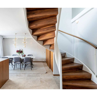 Rampe d'escalier ronde contemporaine, escalier incurvé en acier robuste, escalier en arc pour villa/duplex/appartement