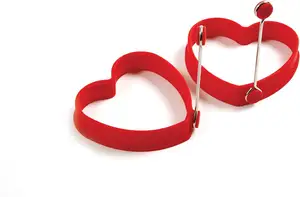 Silicone Heart Pancake Egg Rings 2 Pieces 1 Size Red Amaz**'s Choice Gorgeous Valentines Day Present