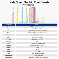 Ensemble de brosses à dents électriques pour enfants, brosses à dents électriques à poils doux pour enfants, brosses à dents électriques pour le nettoyage des dents