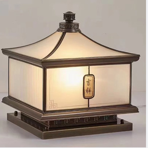 Copper Outdoor <b>Pillar</b> <b>Light</b> Led E27 Semi Flush Mount Wall Lamp For Garden Courtyard Lighting - Product Image 3