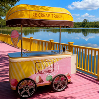 Chariot mobile commercial italien pour la vente de glaces et de gelato, avec roues, pour les entreprises de desserts en plein air, les boutiques et les événements