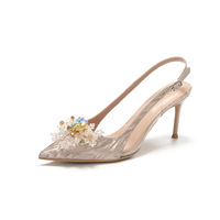 Chaussures à talon pour femme avec décoration en strass, élégantes, pour soirée et mariage, talons aiguilles 6/8/10 cm, collection 2025