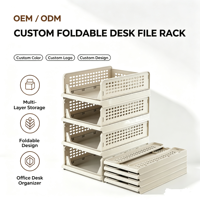 Panier de rangement carré pliable en PP écologique transfrontalier, organisateur de cuisine à plusieurs niveaux, plateau de bureau multifonctionnel pour documents