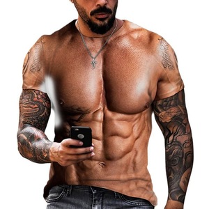 Men Large Size Novelty <strong>Party</strong> Cosplay <strong>Tshirts</strong> 3d Print Graphic Fake Muscles T-shirt - Product Image 4