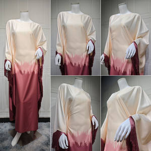 135 Vêtements Musulmans Traditionnels <span class=keywords><strong>Aya</strong></span> pour Femmes, Robe Musulmane <span class=keywords><strong>Aya</strong></span> à Pompons et Dégradé <span class=keywords><strong>de</strong></span> Couleurs, Robe Islamique Kaftan pour Femme - Product Image 6