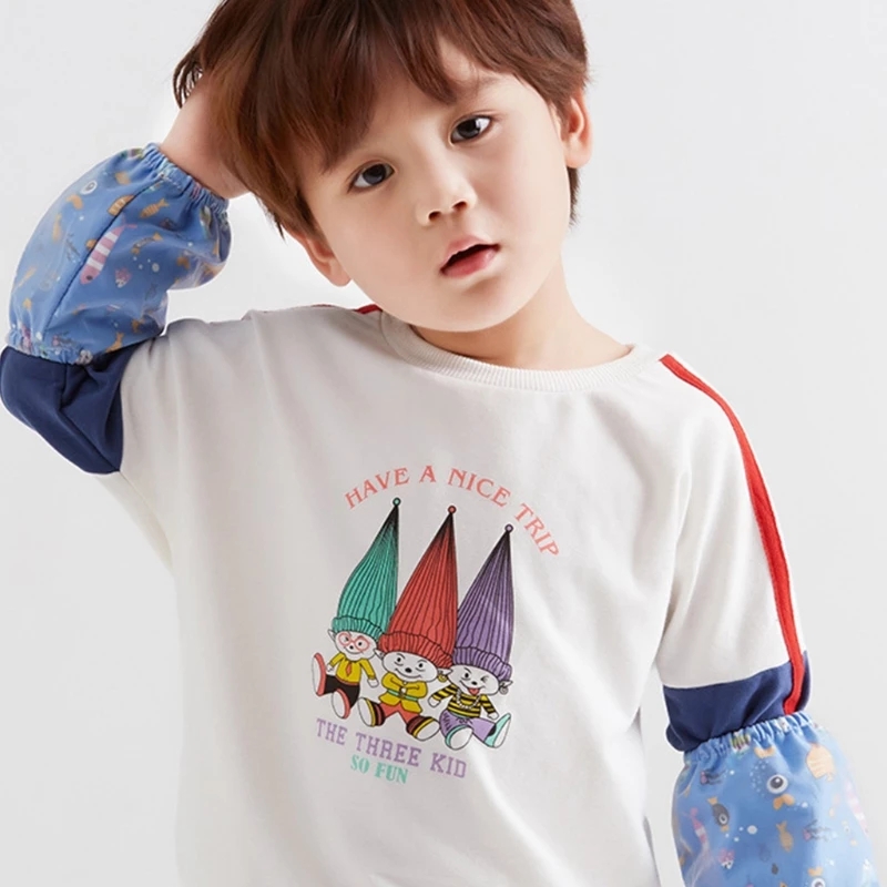 2 Pcs Cute Printed Waterproof Children Antifouling Sleeve Student Protective Baby Sleeve Kids Cartoon Arm Oversleeve