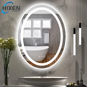 HIXEN 18-27b制造商定制圆形椭圆形IP44墙半月版明镜梳妆台浴室发光二极管智能镜子