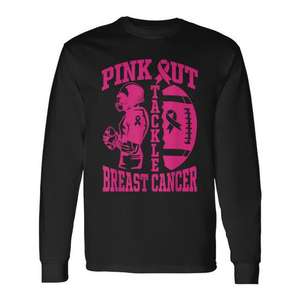 T-shirt à manches longues avec motif de football rose pour la sensibilisation au cancer du sein - Product Image 1