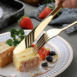 Couverts en acier inoxydable de qualité supérieure, plaqués titane or, cuillère de service, fourchette, couteau à poisson pour mariage, hôtel et banquet - Product Image 3