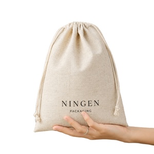 Biodegradable Recyclable Bamboo Linen Drawstring <b>Bag</b> Custom Logo Custom Color Jewelry Skincare Apparel Gift Packaging Eco - Product Image 1