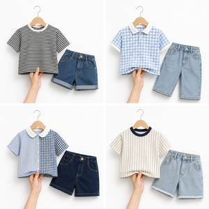 Conjunto de Jeans y Top de Verano para Niños, Ropa de Mezclilla de Dos Piezas para Niños y Niñas, Tallas Variadas, Ropa al por Mayor en Buen Estado - Product Image 4