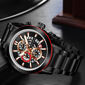 Skmei-montre de sport pour hommes, MINI FOCUS MF0285G, nouveau chronographe <span class=keywords><strong>noir</strong></span>, bracelet en <span class=keywords><strong>acier</strong></span> inoxydable, à Quartz, décontractée, <span class=keywords><strong>horloge</strong></span> - Product Image 6