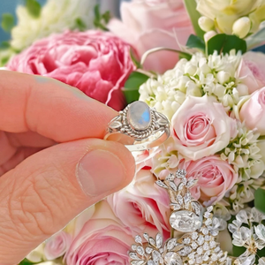 Bagues tendance en pierre de lune naturelle, argent sterling 925, pierres précieuses, style bohème, cadeau pour femme, bijoux, fiançailles, mariage, fêtes - Product Image 2