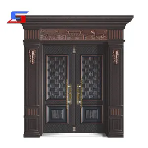 Não-Padrão Tamanho Entrada Porta Principal Modern Luxury Villa Security Door Porta decorativa metal personalizado aço segurança porta