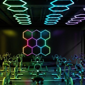 8 Grid Dimmable RGB <strong>LED</strong> Aluminum Waterproof Hexagon <strong>Light</strong> for Warehouse <strong>Workshop</strong> Garage &amp; Car Wash Decorative Lighting - Product Image 4