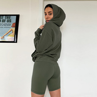 Conjunto feminino folgado com capuz, 2 peças, blusão feminino bicicleta