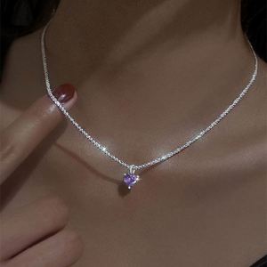 Sparkling Zircon Heart Diamond Charm Pendants Necklace Shiny Choker Necklace for Women Wedding Clavicle <b>Chain</b> Fashion Jewelry - Product Image 2