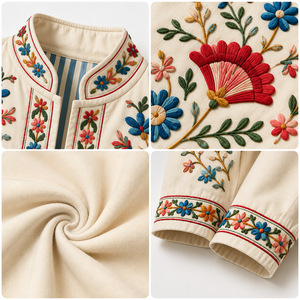 Custom Suzani Embroidery <b>Jackets</b> Floral Boho Ethnic Embroidered <b>Women</b>’s <b>Lightweight</b> Outerwear - Product Image 3