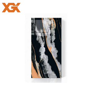 بلاط أرضي فاخر وعصري من البورسلين الأسود مع عروق ذهبية وبيضاء 600*1200، لامع للغاية بمظهر الرخام الحجري للفيلات وغرف الطعام والمعيشة - Product Image 1