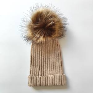 Bonnet en tricot côtelé en coton 100% doux pour l'hiver, personnalisé en usine, avec pompon, pour bébés, bonnet chaud pour nouveau-nés, couvre-chef au <span class=keywords><strong>crochet</strong></span> - Product Image 2