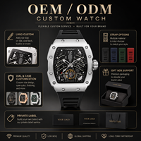 Montre mécanique automatique de luxe personnalisée en forme de tonneau, bracelet en silicone, verre saphir, étanche, montre sport OEM