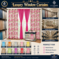 En stock, vente en gros : Ensemble de 6 rideaux floraux 54x84 pouces, panneaux transparents pour fenêtre avec attaches, pour salon, Cortinas Rideaux Maison