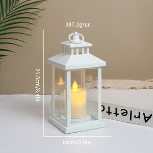Linterna portátil cuadrada LED de Navidad con velas, uso de batería AA, lámpara de viento de vidrio de plástico, luz colgante para decoración del hogar - Product Image 5