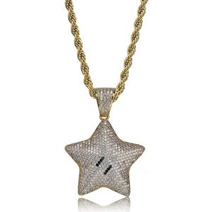 Collar de Joyería Unisex de Moda con Colgante de Estrella de Cinco Puntas de Dibujos Animados Hip Hop, Micro Pavimentado con Circonita Cúbica, Venta Caliente Transfronteriza - Product Image 5