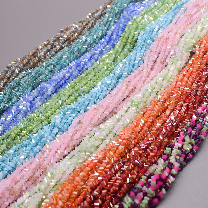 New Color 4mm 122pcs Triangle Crystal Glass Beads Charm Red Pink Loose Beads Jewelry Making DIY Earring Necklace China